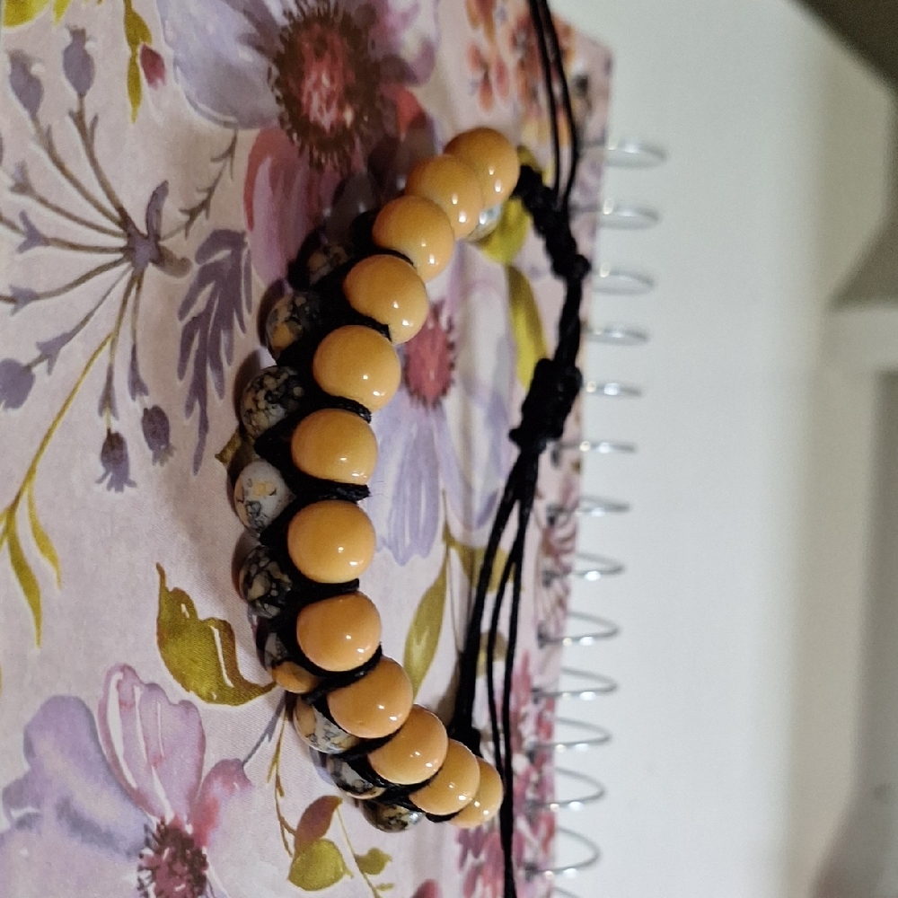 Beaded Bracelet with Black Cord